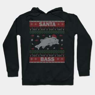 Santa Bass Ugly Christmas Sweater Fishing Hoodie